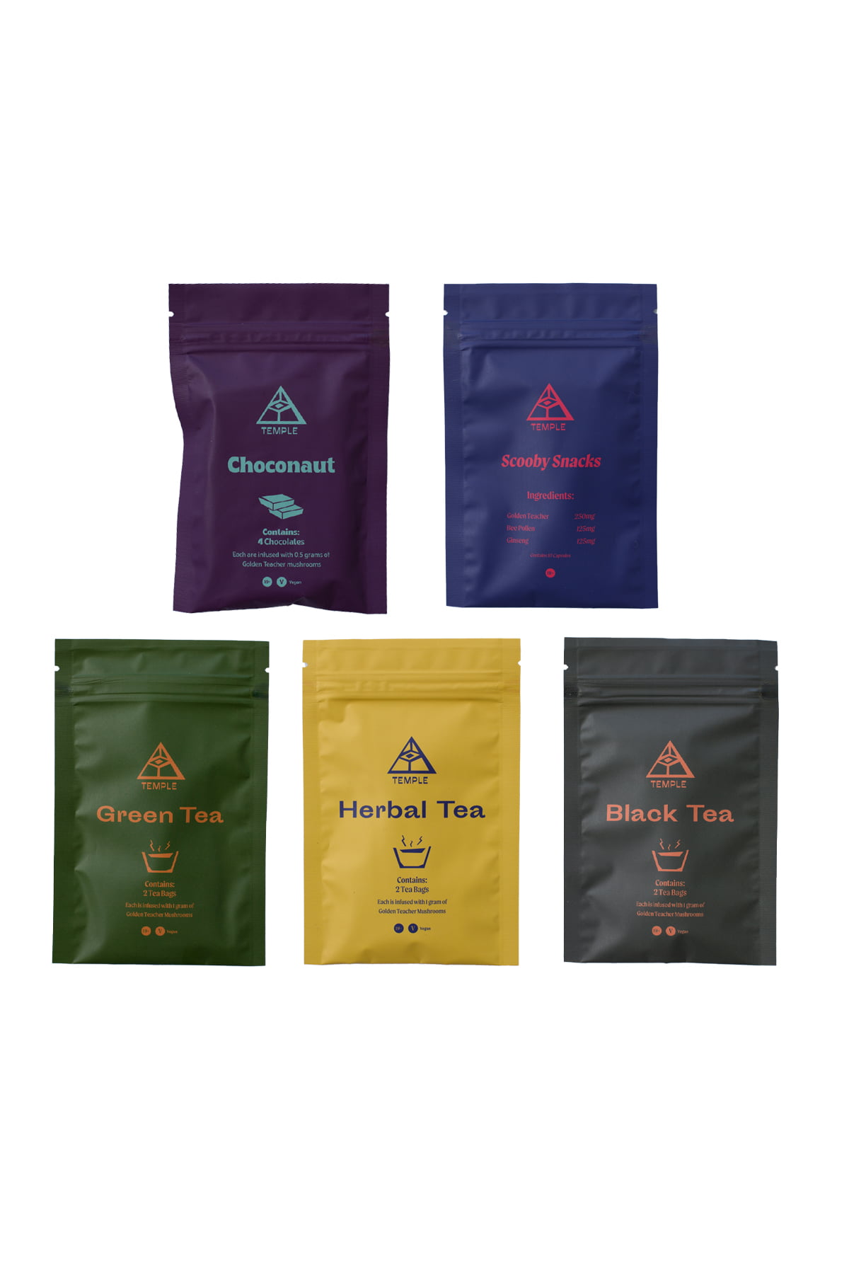 Temple Teleport Sample Pack (20 Pieces of Magic Mushroom Tea + Chocolate ChocoNaut + Scooby Snacks) - Image 2