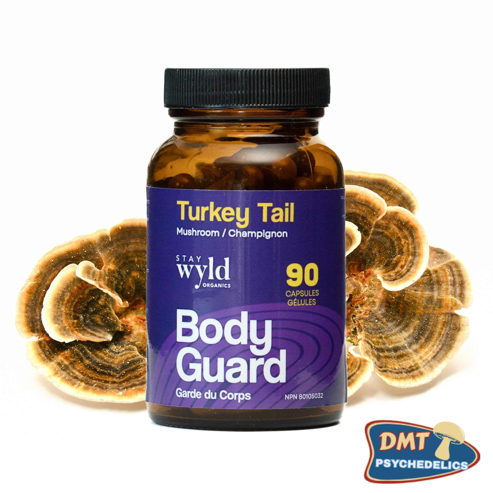 Stay Wyld Organics – Turkey Tail Mushroom Capsules (Bottle of 90)